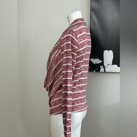 Striped Burgundy Drape Top - Picture 2 of 5